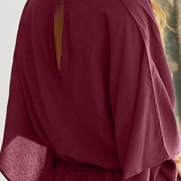 Boho Black Solid Kimono Sleeve Casual Romper - Picture 10 of 15